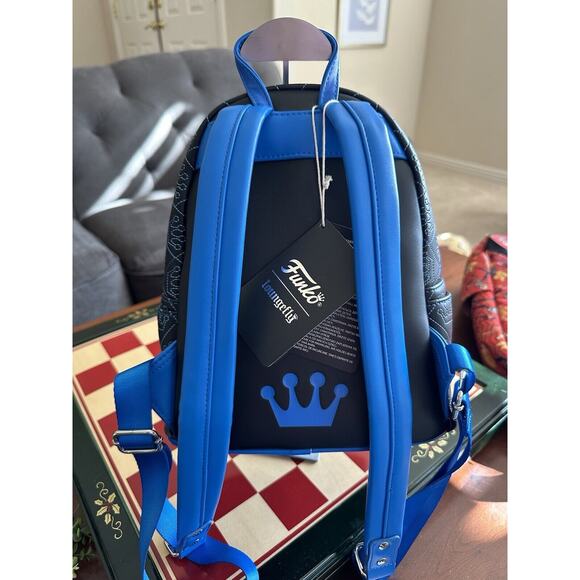 NWT EXCLUSIVE Funko Loungefly Mini Backpack Embroidered Crowns Black Blue Logo - Picture 5 of 5